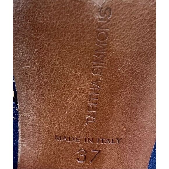 Tabitha Simmons Stevie Denim Block Heel Ankle Wrap Sandal Size 37 - Picture 11 of 12